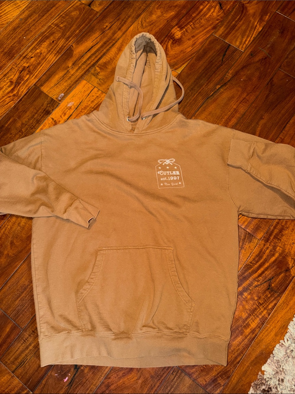 New York Tan Hooded Pullover Sweatshirt - Men's Casual Hoodie